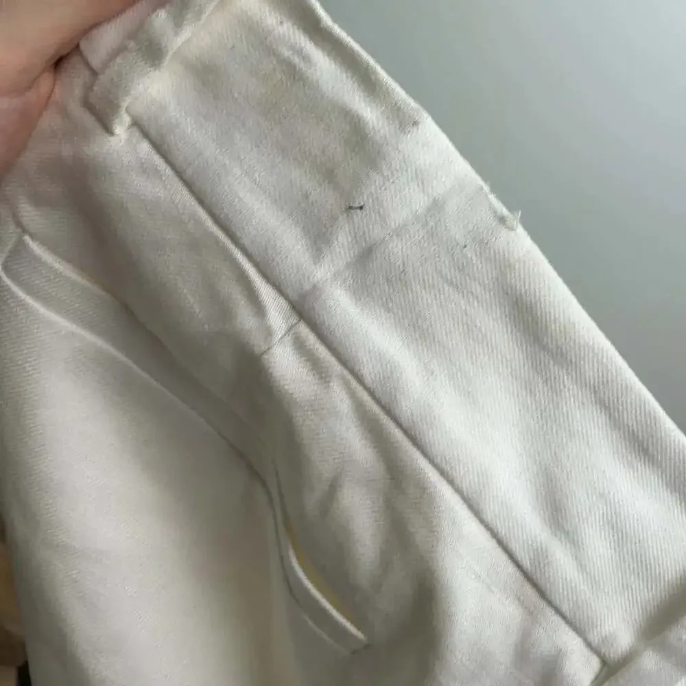DVF Diane von Furstenberg White Carissa Linen Blend Trousers Size 12 Women’s